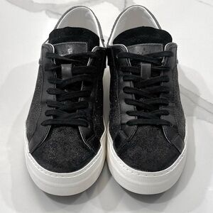 D.A.T.E. Women's Size 6.5 Low Top Sneakers Tennis Shoes Black Glitter